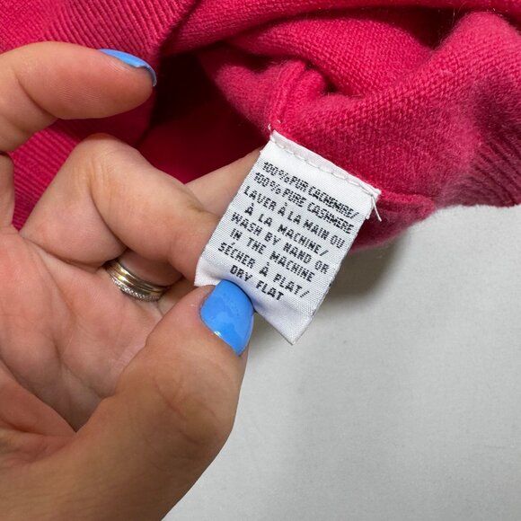 Eric Bompard Cashmere V-Neck Sweater Pink Magenta S Preppy  Unisex Quiet Luxury - Picture 6 of 10